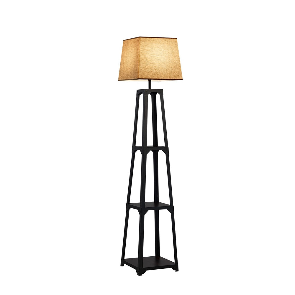 Floor Lamp With Fabric Shade Reading Light And Display Shelf Home Décor