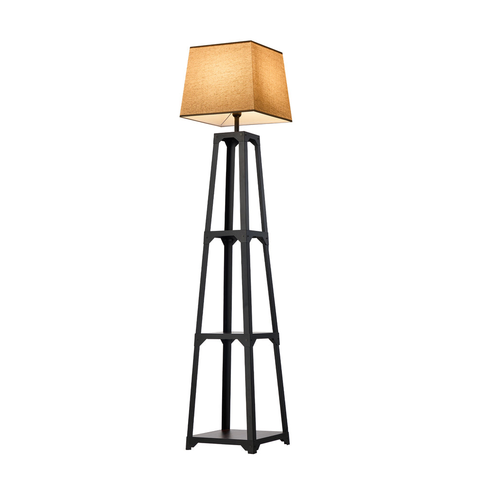 Floor Lamp With Fabric Shade Reading Light And Display Shelf Home Décor