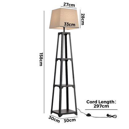 Floor Lamp With Fabric Shade Reading Light And Display Shelf Home Décor