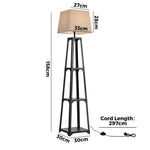 Floor Lamp With Fabric Shade Reading Light And Display Shelf Home Décor