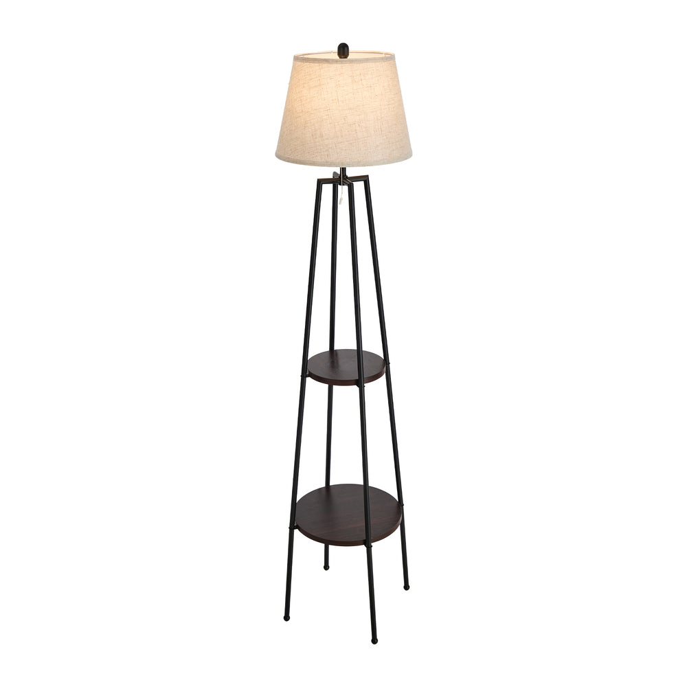 Floor Lamp With Fabric Shade Standing Light And Display Shelf Home Décor