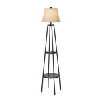 Floor Lamp With Fabric Shade Standing Light And Display Shelf Home Décor