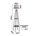 Floor Lamp With Fabric Shade Standing Light And Display Shelf Home Décor