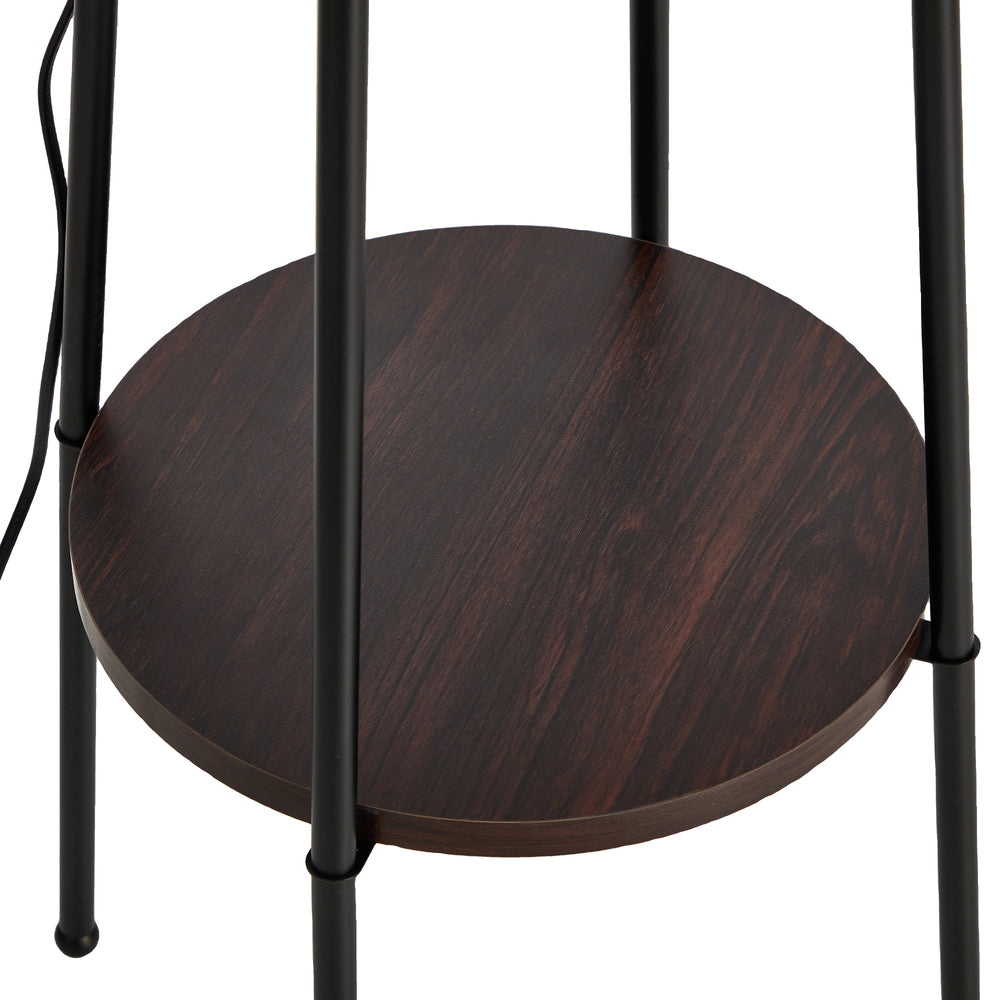 Floor Lamp With Fabric Shade Standing Light And Display Shelf Home Décor