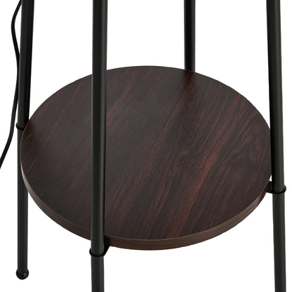 Floor Lamp With Fabric Shade Standing Light And Display Shelf Home Décor