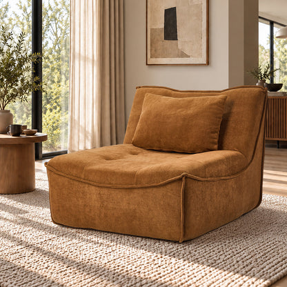 Floor Lounge Chair Brown Velvet 84x84x70cm