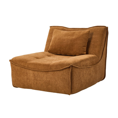 Floor Lounge Chair Brown Velvet 84x84x70cm