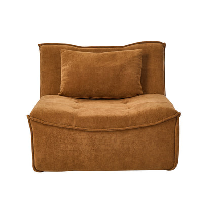 Floor Lounge Chair Brown Velvet 84x84x70cm