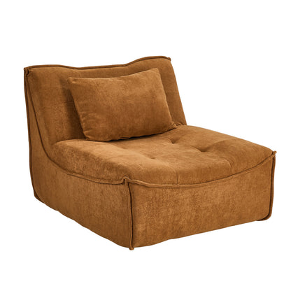 Floor Lounge Chair Brown Velvet 84x84x70cm