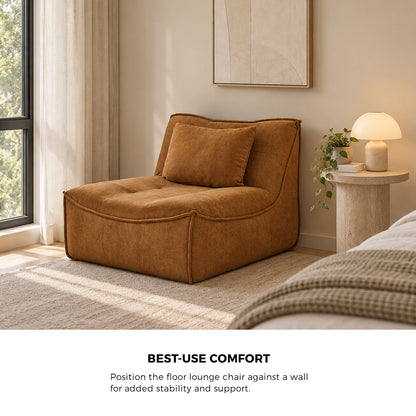 Floor Lounge Chair Brown Velvet 84x84x70cm