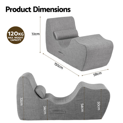S-Curve Floor Lounger Chaise Chair Grey | HomeAndLiving - 2