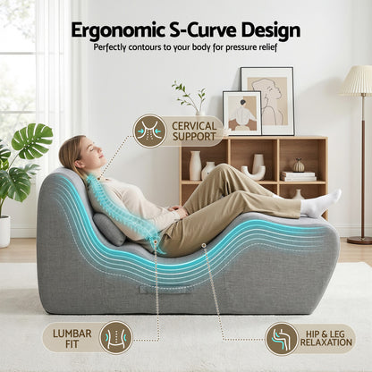 S-Curve Floor Lounger Chaise Chair Grey | HomeAndLiving - 4