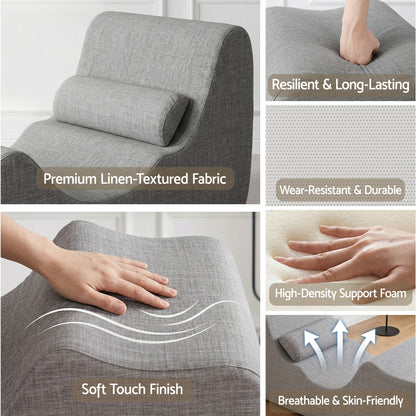 S-Curve Floor Lounger Chaise Chair Grey | HomeAndLiving - 5