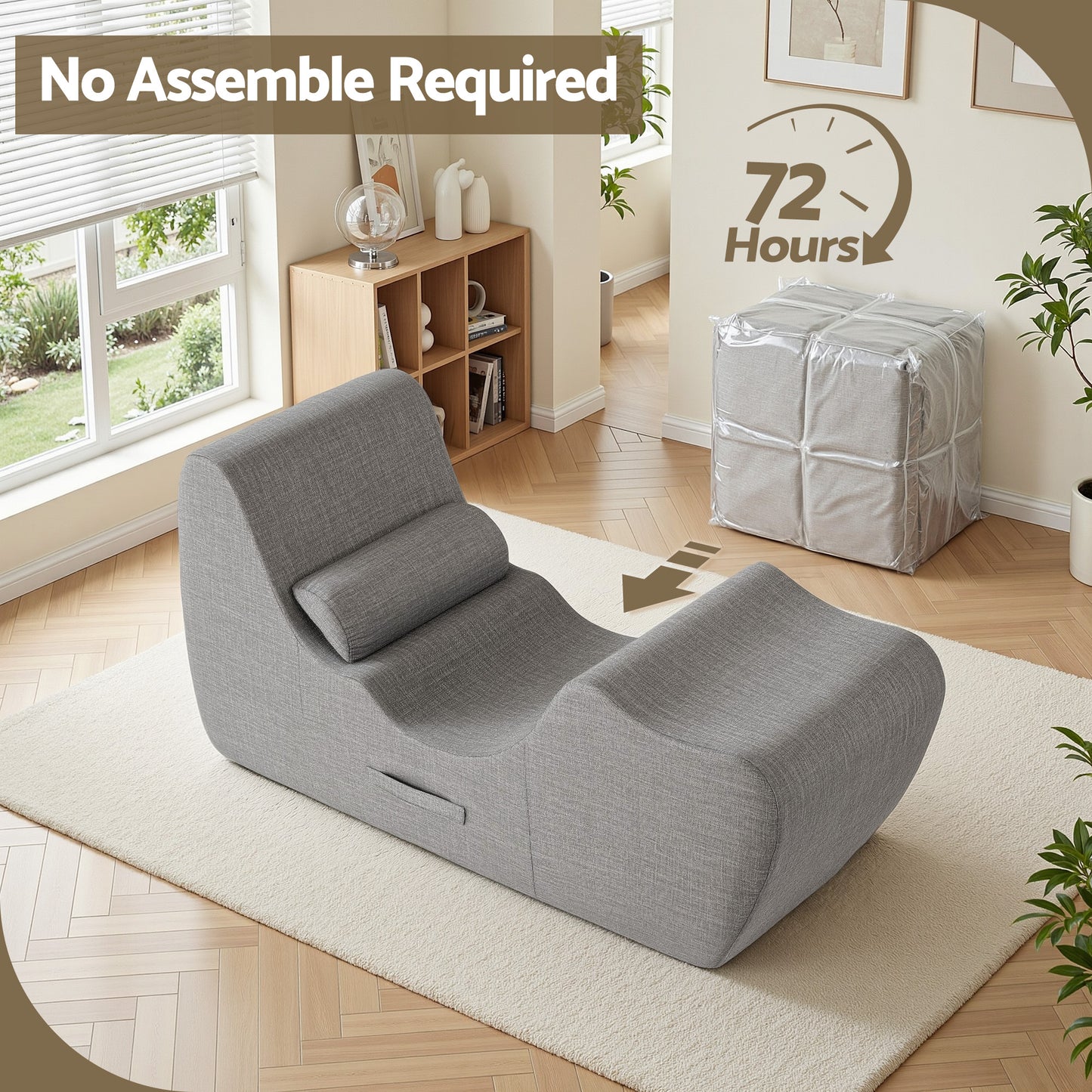 S-Curve Floor Lounger Chaise Chair Grey | HomeAndLiving - 6