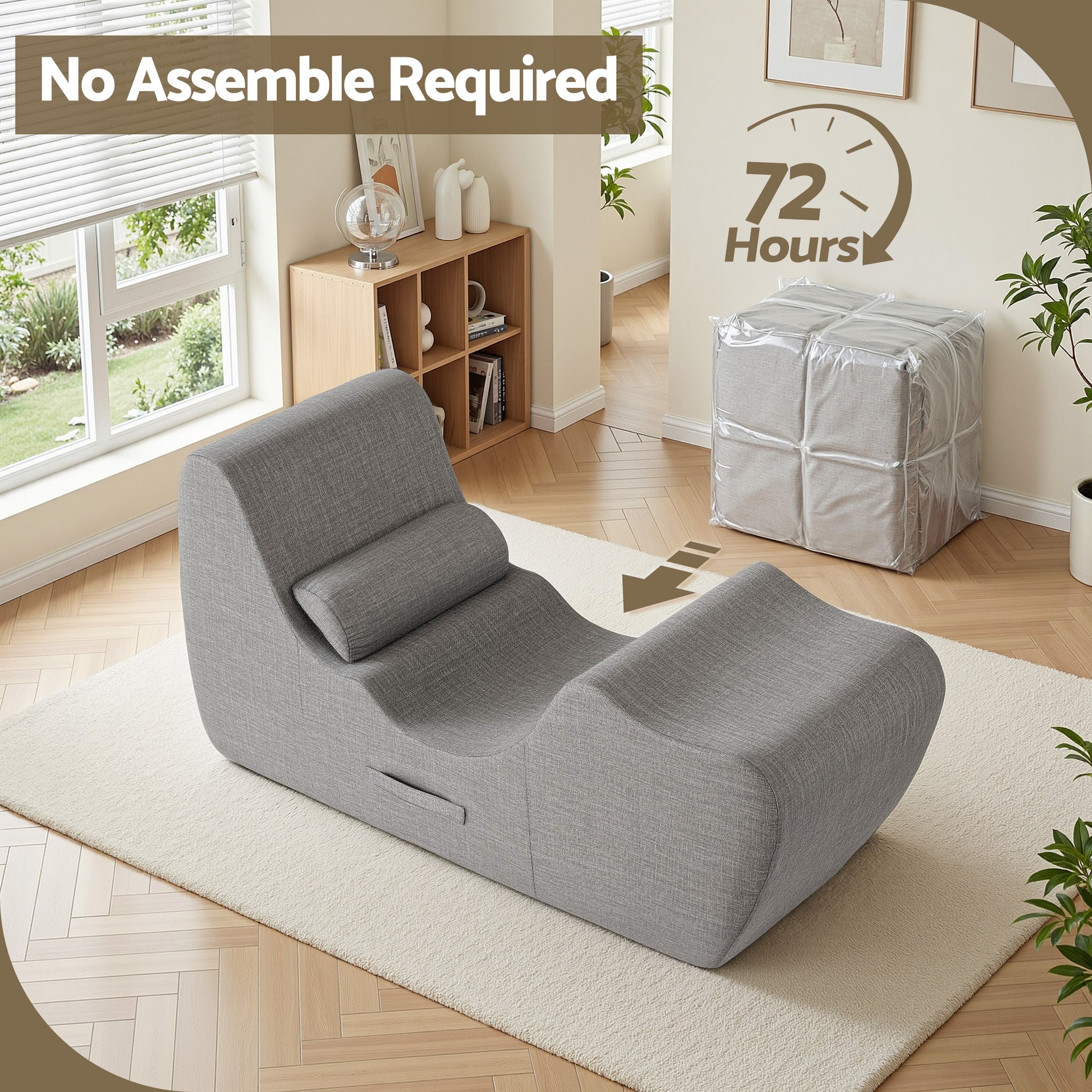S-Curve Floor Lounger Chaise Chair Grey | HomeAndLiving - 6