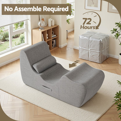 S-Curve Floor Lounger Chaise Chair Grey | HomeAndLiving - 6