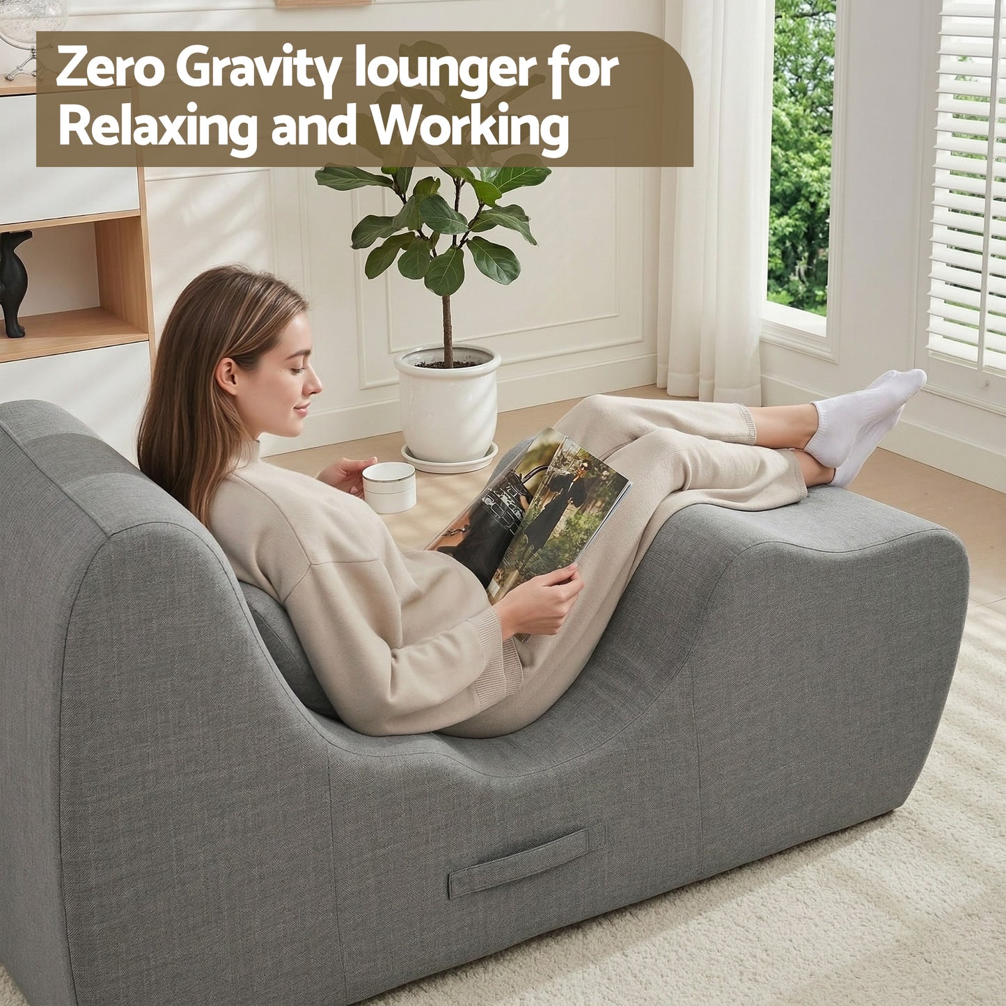 S-Curve Floor Lounger Chaise Chair Grey | HomeAndLiving - 7
