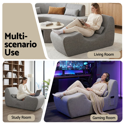 S-Curve Floor Lounger Chaise Chair Grey | HomeAndLiving - 9