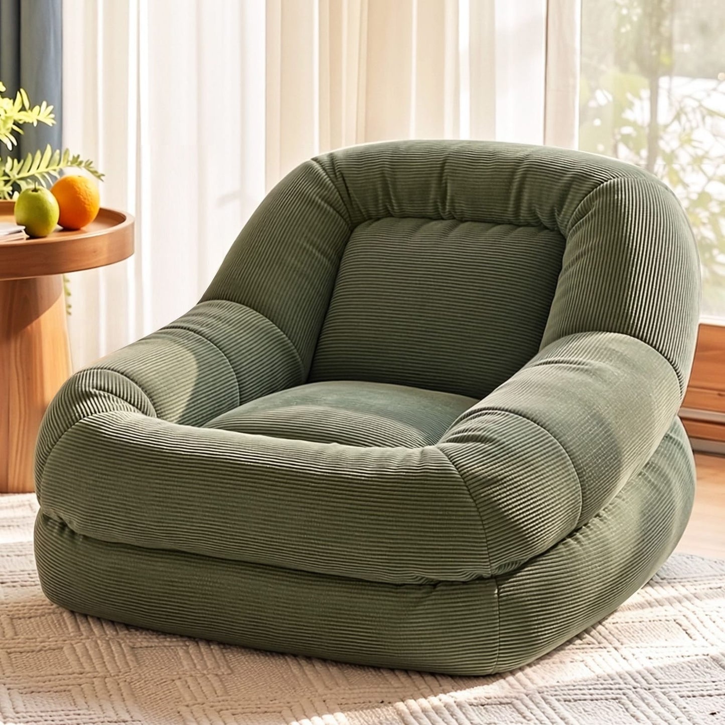Green Corduroy Armchair Recliner 89x108x58cm