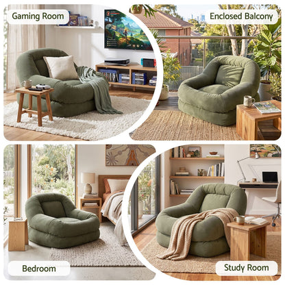 Green Corduroy Armchair Recliner 89x108x58cm