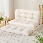 Floor Lounge Sofa Bed 2 Seater Pillow Leather White