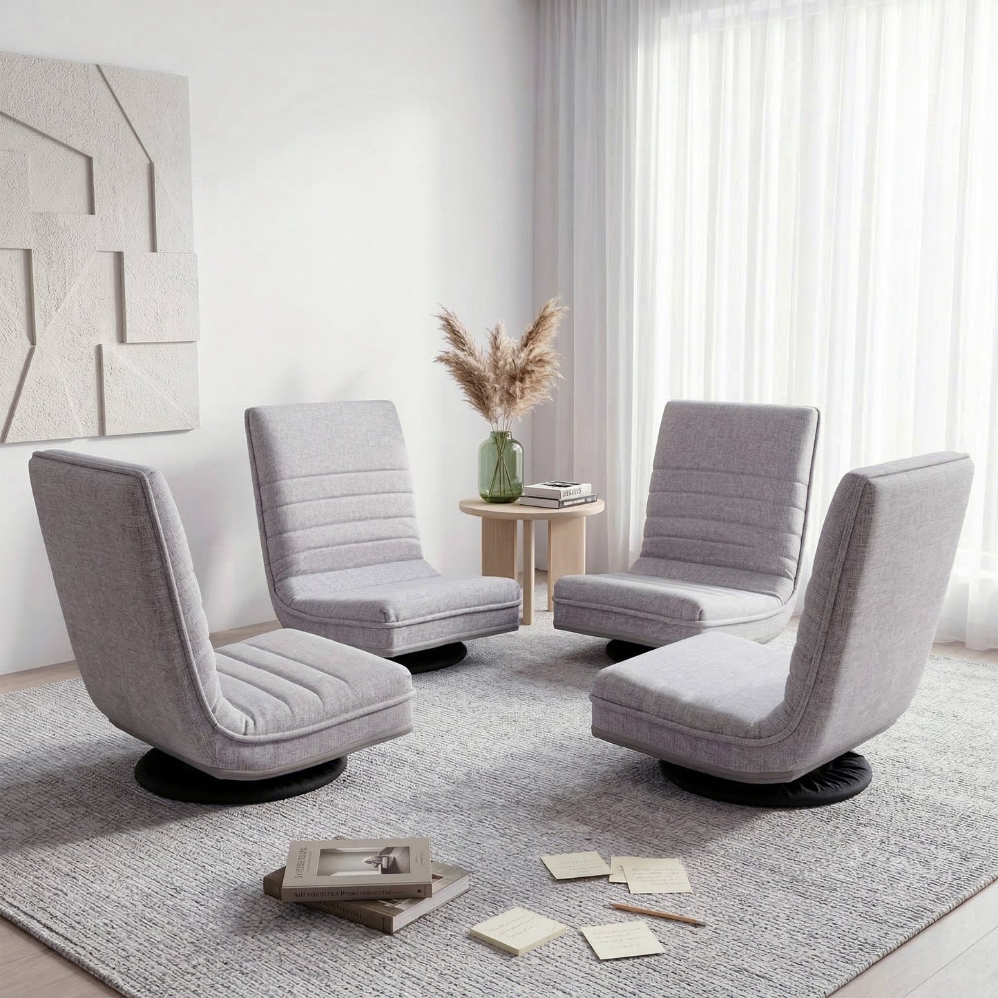 360 Swivel Floor Chair Foldable Lounge Set 4PCS | HomeAndLiving