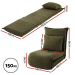 Modern Green Foldable Floor Lounge Sofa Bed Adjustable Comfortable Seating