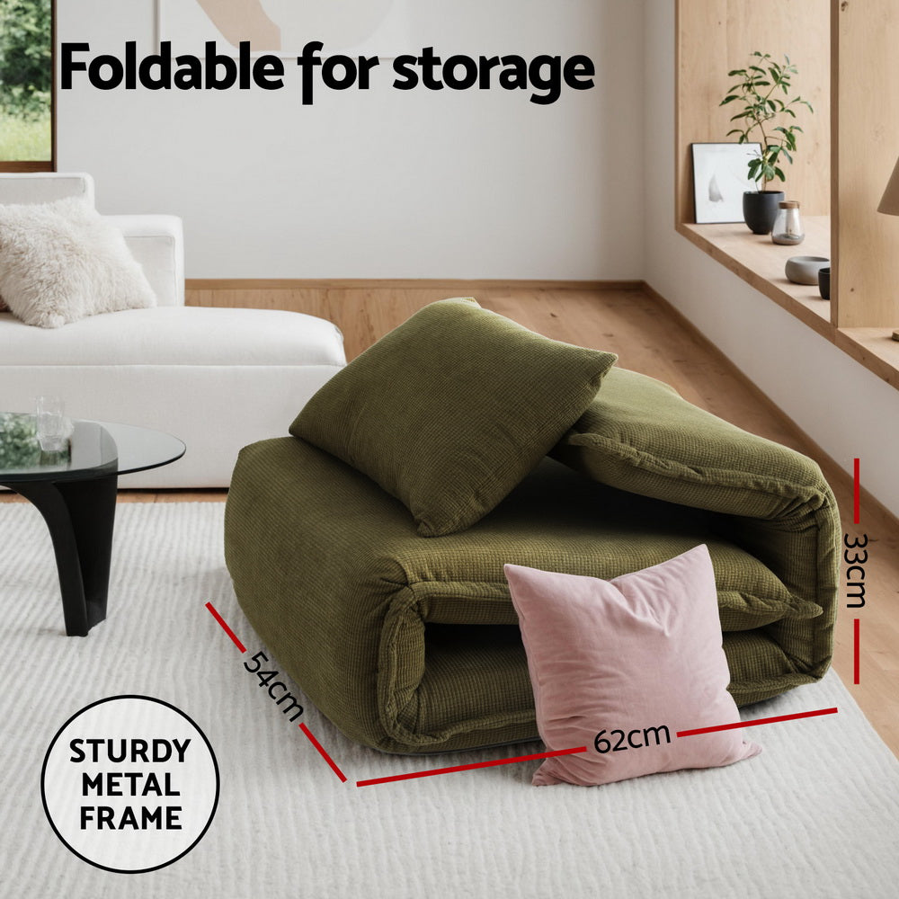 Modern Green Foldable Floor Lounge Sofa Bed Adjustable Comfortable Seating
