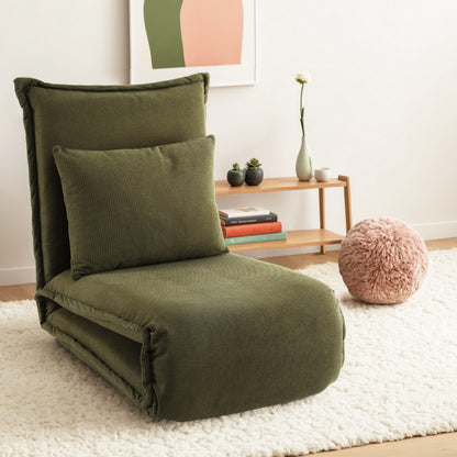 Modern Green Foldable Floor Lounge Sofa Bed Adjustable Comfortable Seating