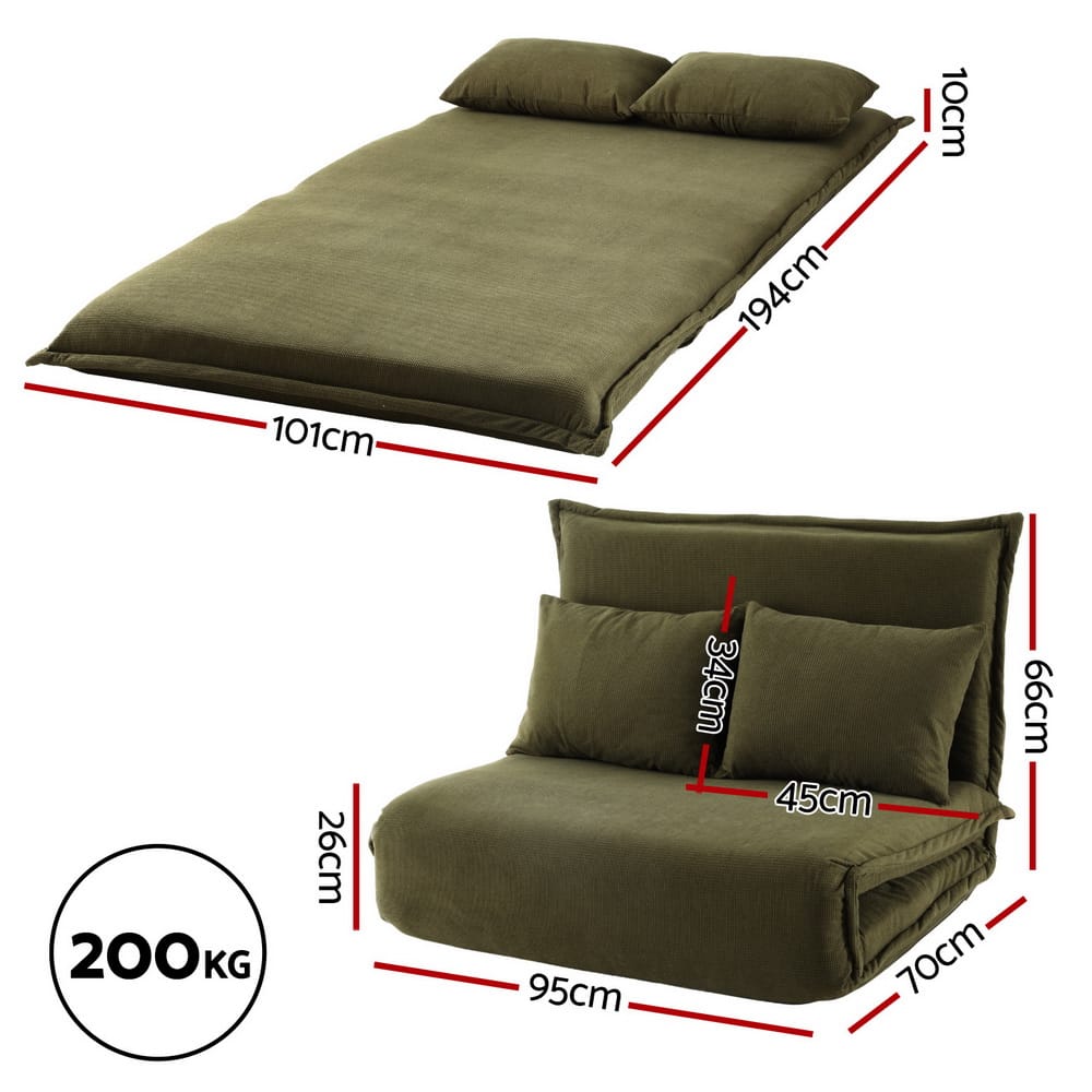 Foldable Lounge Sofa Green 95x73x63cm
