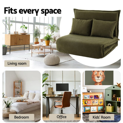 Foldable Lounge Sofa Green 95x73x63cm