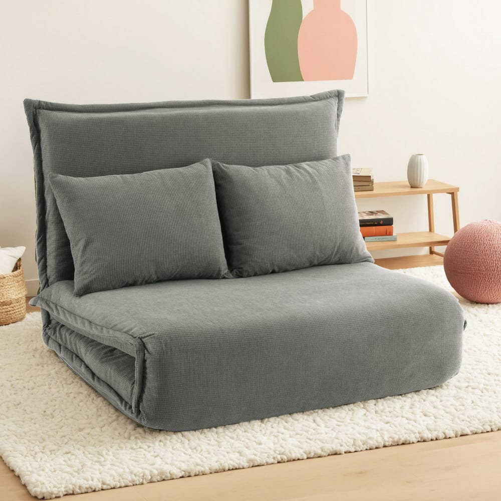 Grey sofa bed 95x73x63cm, side view