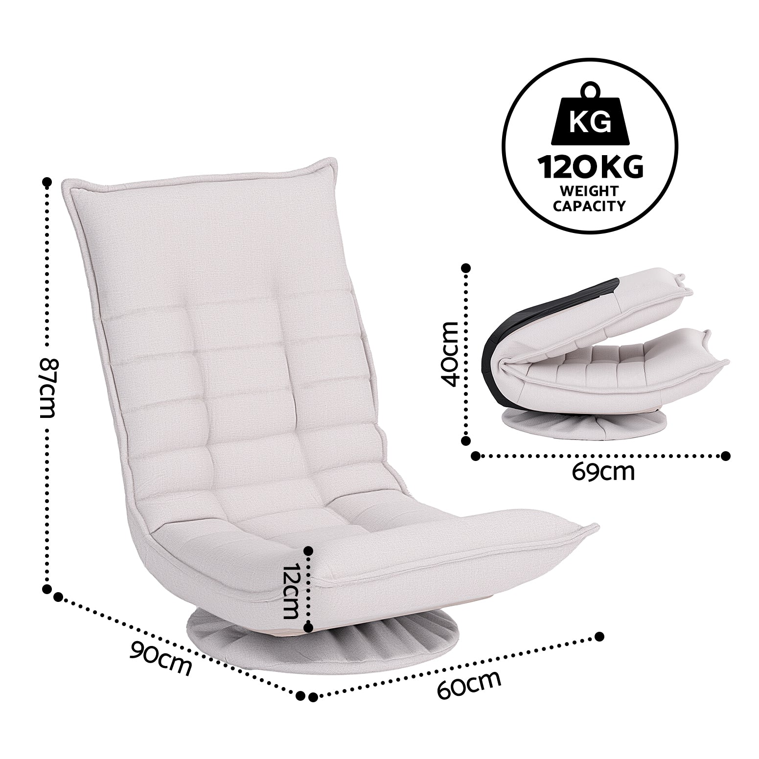 Swivel Floor Chair 360° Foldable Recliner | HomeAndLiving - 2