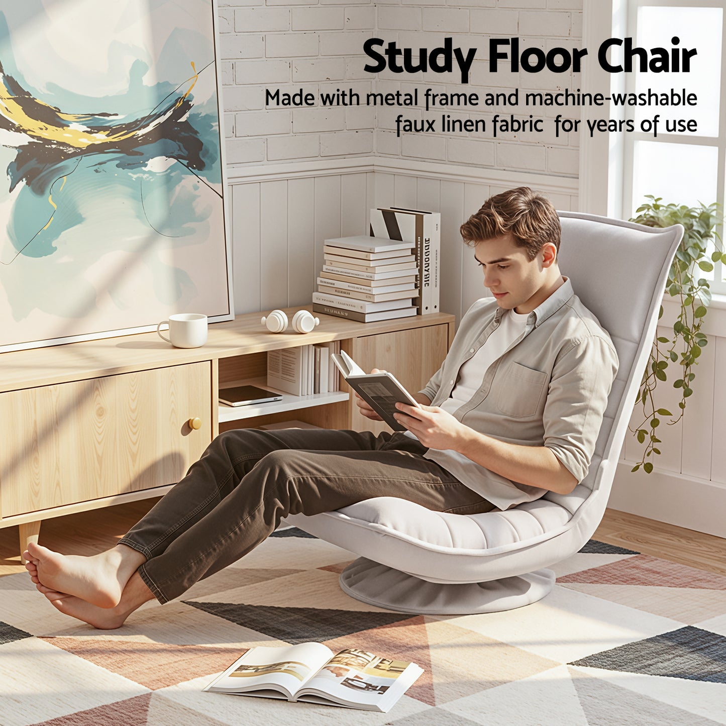 Swivel Floor Chair 360° Foldable Recliner | HomeAndLiving - 4