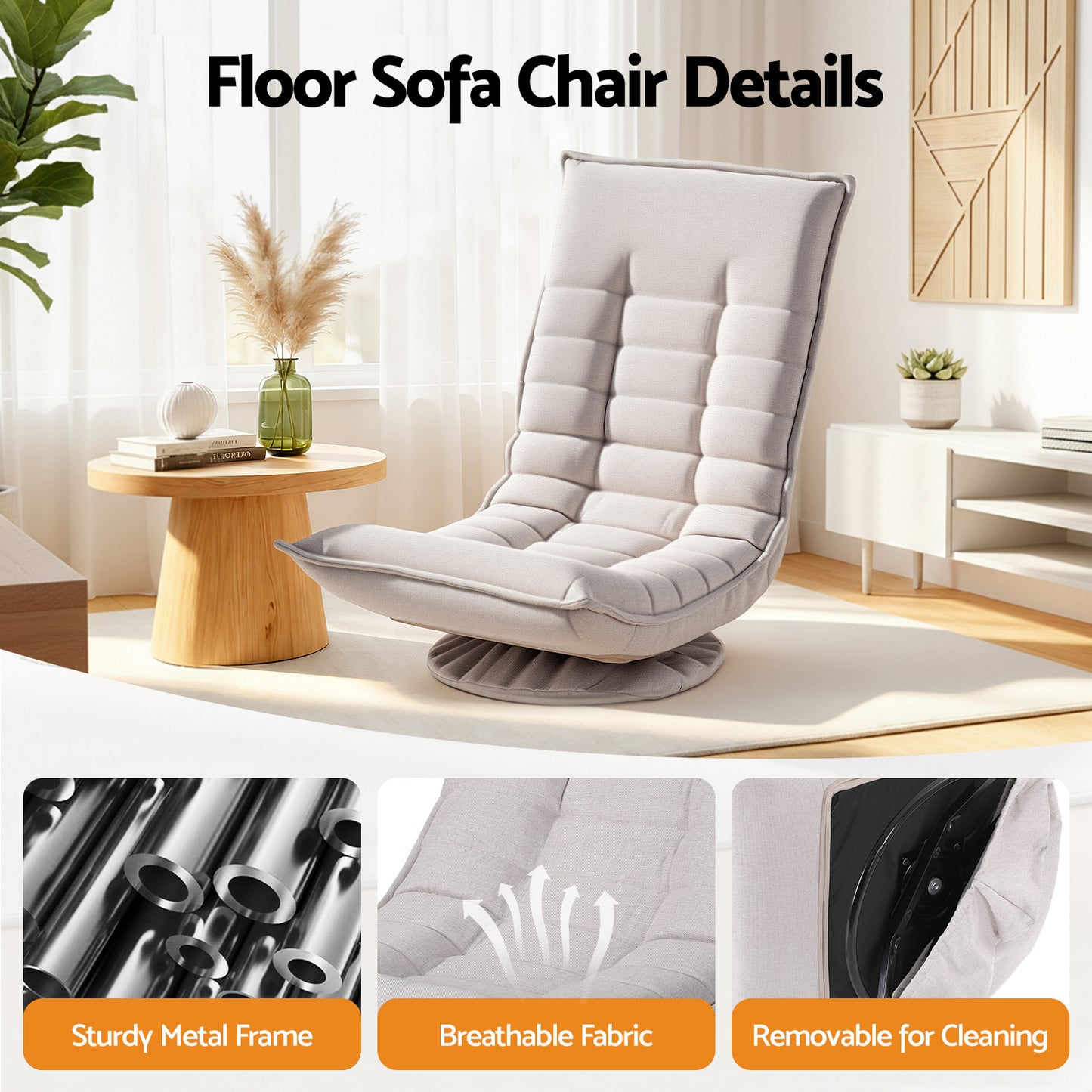Swivel Floor Chair 360° Foldable Recliner | HomeAndLiving - 6