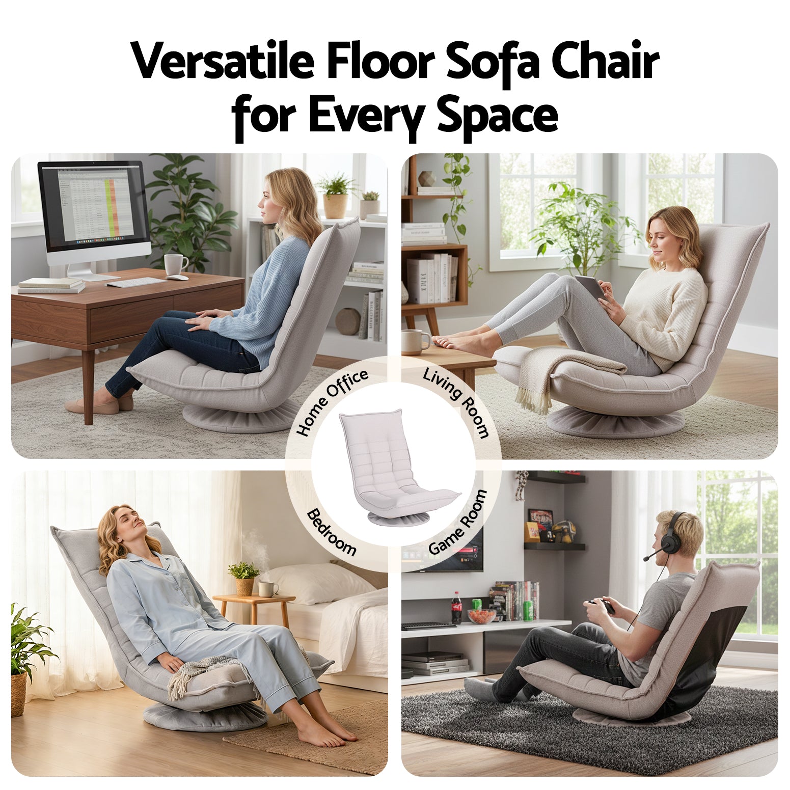Swivel Floor Chair 360° Foldable Recliner | HomeAndLiving - 8