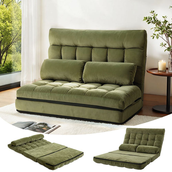  2-Seater Lounge Sofa Bed Green Fabric Modern Comfortable Living Room Chair