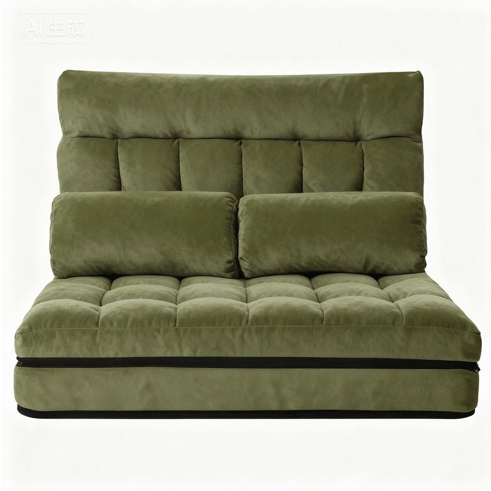2-Seater Lounge Sofa Bed Green Fabric Modern Comfortable Living Room Chair - 3