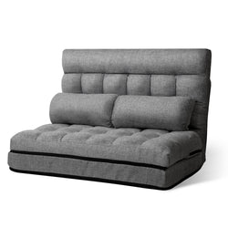 Lounge Sofa Bed 2-Seater Grey Fabric