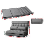 Lounge Sofa Bed 2-Seater Grey Fabric