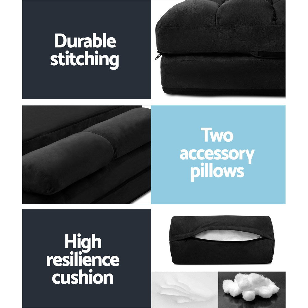 Lounge Sofa Bed 2-Seater Charcoal Suede