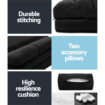 Lounge Sofa Bed 2-Seater Charcoal Suede