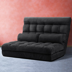 Lounge Sofa Bed 2-Seater Charcoal Suede