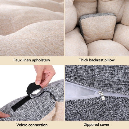 Floor Lounge Sofa Bed Chair Foldable Washable Beige