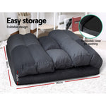 Floor Lounge Sofa Bed 2-Seater Charcoal Suede