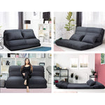 Floor Lounge Sofa Bed 2-Seater Charcoal Suede