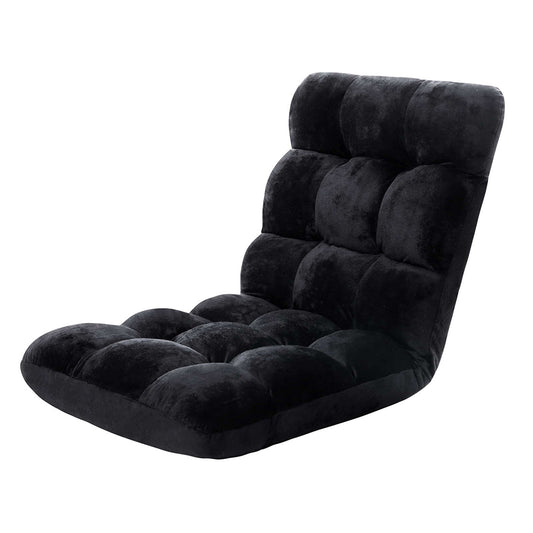 Lounge Sofa Bed Flannel Fabric Black