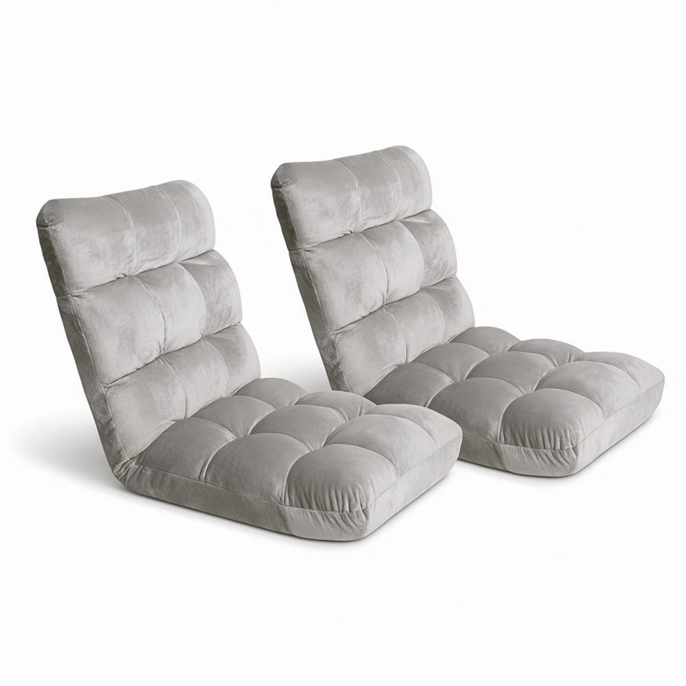 Grey Lounge Sofa Bed Fabric 96x42x13cm