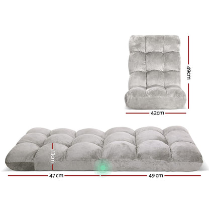 Grey Lounge Sofa Bed Fabric 96x42x13cm