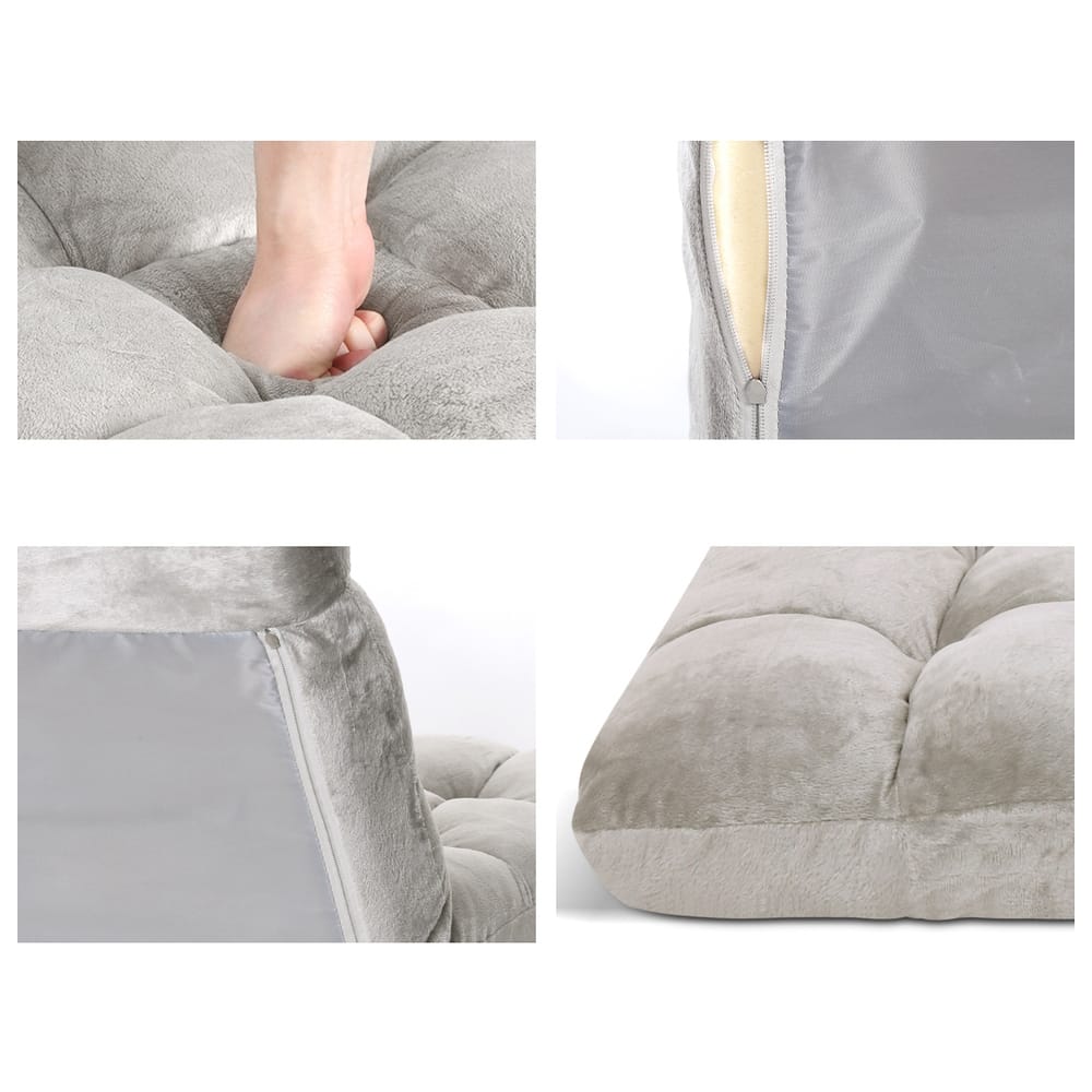 Grey Lounge Sofa Bed Fabric 96x42x13cm